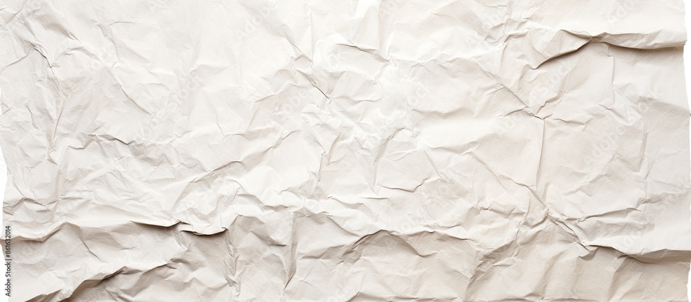 Poster A crumpled paper texture isolated on a white background for use as a copy space image.