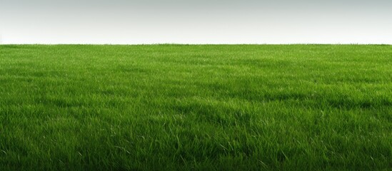 Obraz premium A white line marks the edge of a lush green lawn with a clear copy space image.