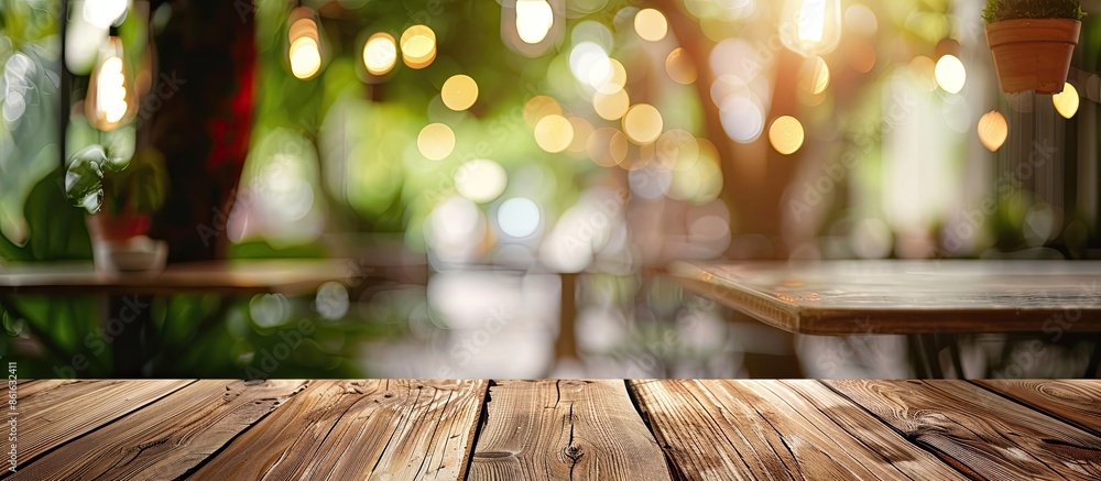 Aufkleber Table Top And Blur Restaurant Of The Background. with copy space image. Place for adding text or design