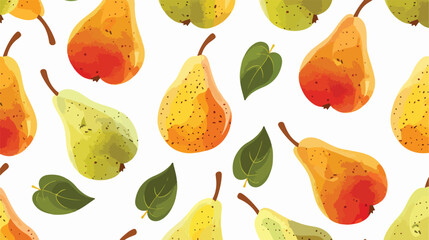 Pear Fruit Seamless Pattern Ripe Juicy Pears Arranged