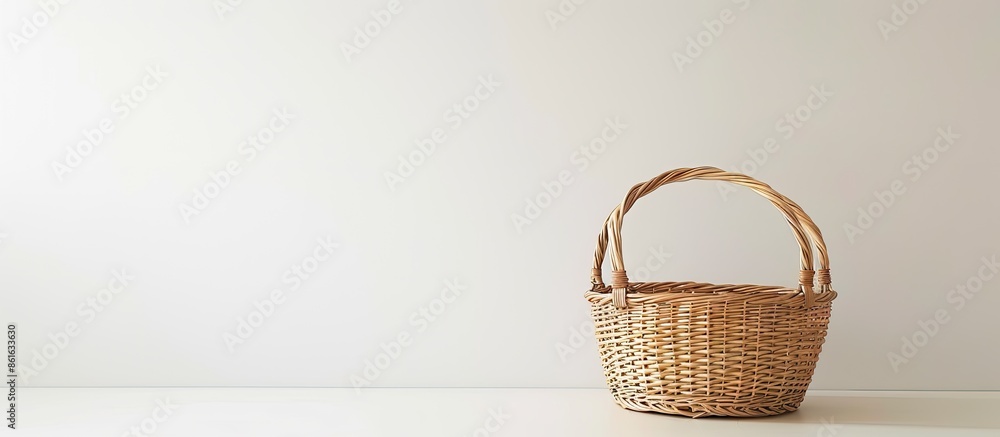 Poster An empty basket with a white background featuring plenty of copy space image.