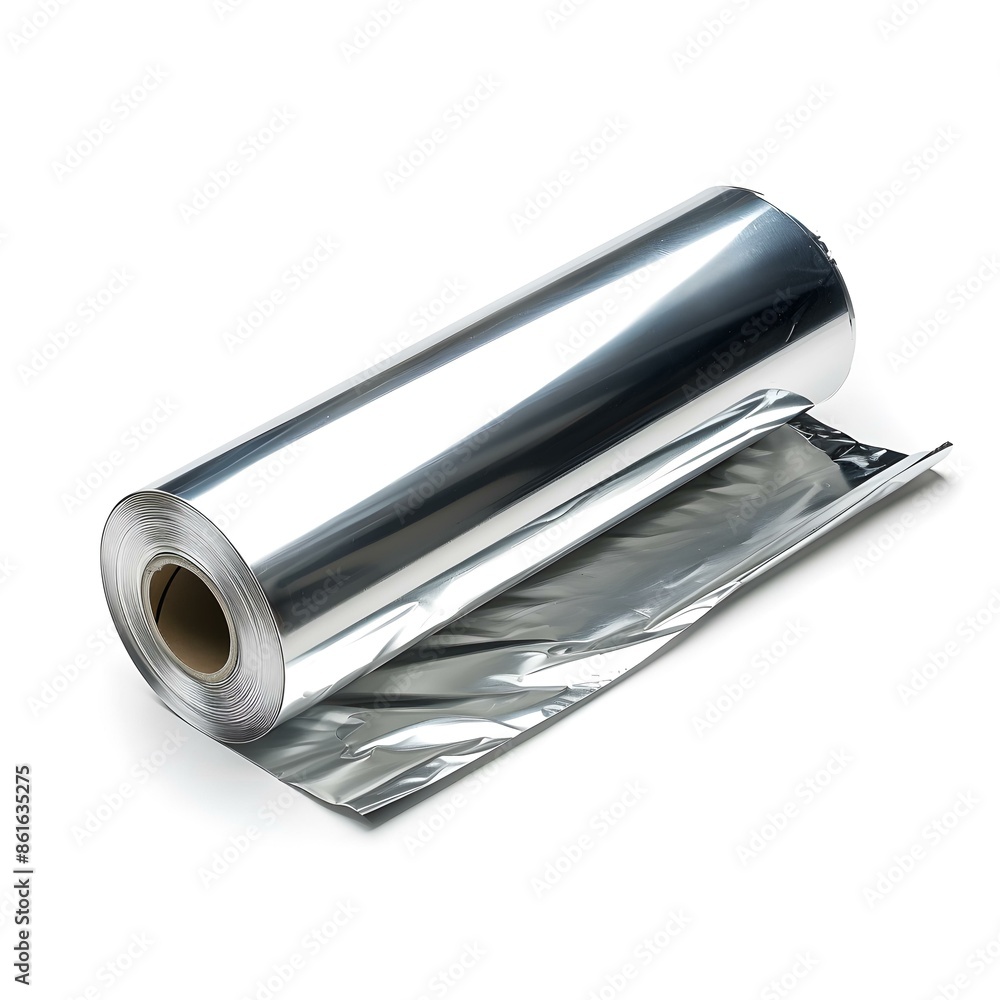 Wall mural aluminium foil roll isolated on white background