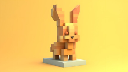 Rabbit 3d pixel Character Cartoon