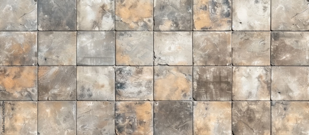 Poster ceramic tiles floor texture. seamless pattern of beige, gray tiles. floor ceramic textures backgroun