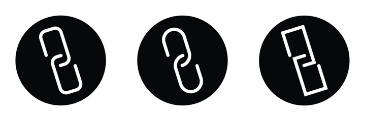 Link flat icon, Link icon. Hyperlink chain symbol. Chain Icon, link icon set isolated white background.