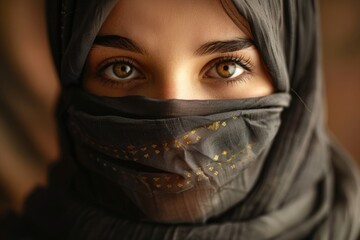 Fototapeta premium A close-up shot of a person wearing a scarf