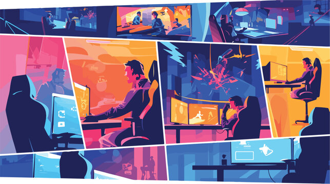 Cybersport tournament video game championship. 