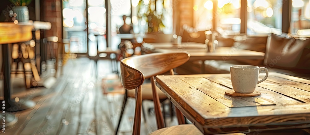 Aufkleber customer seat in coffee shop, stock photo. with copy space image. place for adding text or design