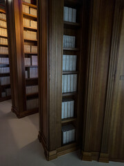 Shelves with books in library, Education concept. Large book store with many book