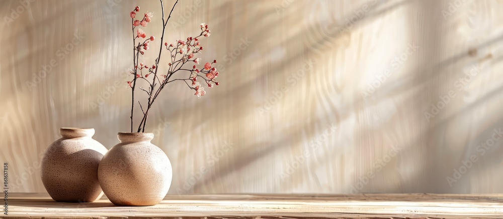 Fototapete background with table vases for a copy space image.