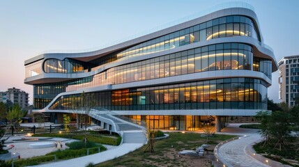 Obraz premium Contemporary building with an innovative facade design