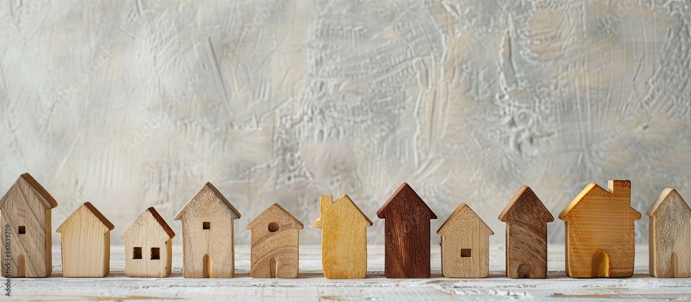 Aufkleber wooden decorative houses on a light background. with copy space image. place for adding text or desi