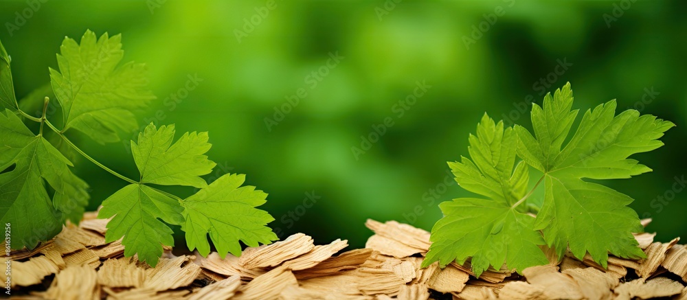 Aufkleber Maple seeds and cork from trees in a park create a lush, green background with a soft texture for a copy space image.