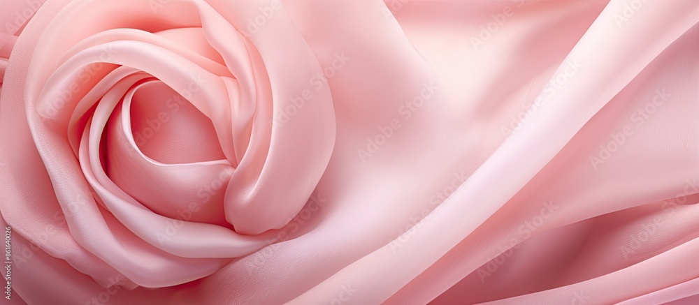 Poster pink silk fabric texture resembling the color of a rose with a copy space image.