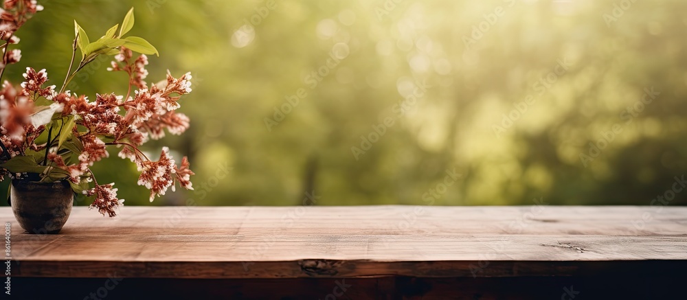 Aufkleber Blurry nature backdrop setting for a table with copy space image.