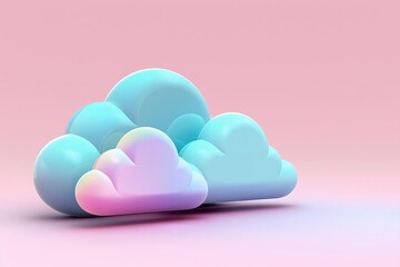 pastel clouds in soft blue and pink tones on gradient background, creating dreamy and whimsical atmosphere.