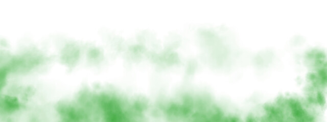 Green fog or smoke. Green smog clouds on floor. Cigarette smoke. Morning fog over land or water surface. Magic haze. Cloud, smoke, fog. PNG.
