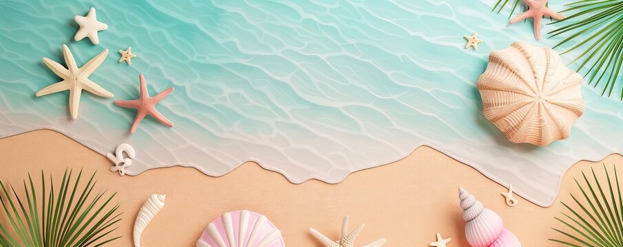 Beach marketing photoshoot flat design top view summer theme animation colored pastel