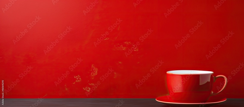 Poster coffee in a red cup with copy space image.