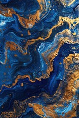 Naklejka premium A detailed view of a painting featuring shades of blue and gold