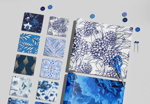 Fabric Swatches Set Mockup