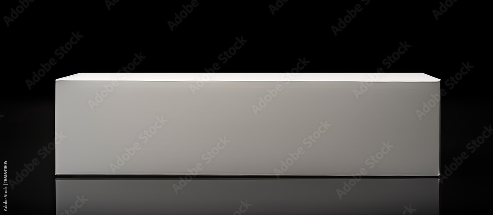 Aufkleber Rectangular package box with a blank design for product packaging on a black background, featuring an empty white cardboard container with copy space image.