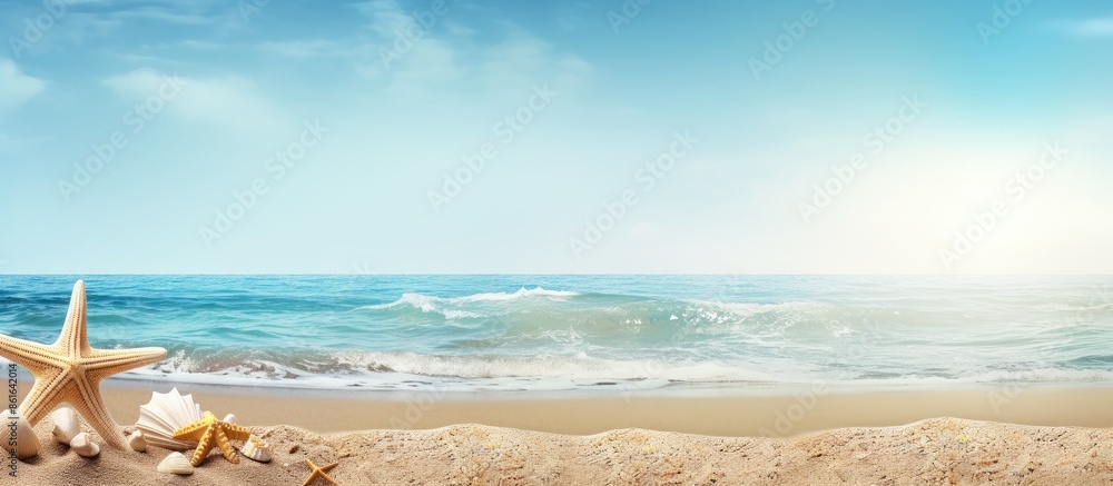Aufkleber summer backdrop featuring sandy seashore with space for text, ideal for a copy space image.