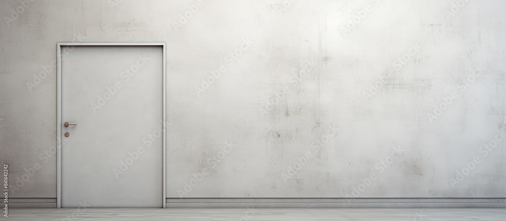 Poster An isolated door set in a blank wall with space for adding images, providing a simple yet intriguing composition for design. with copy space image. Place for adding text or design