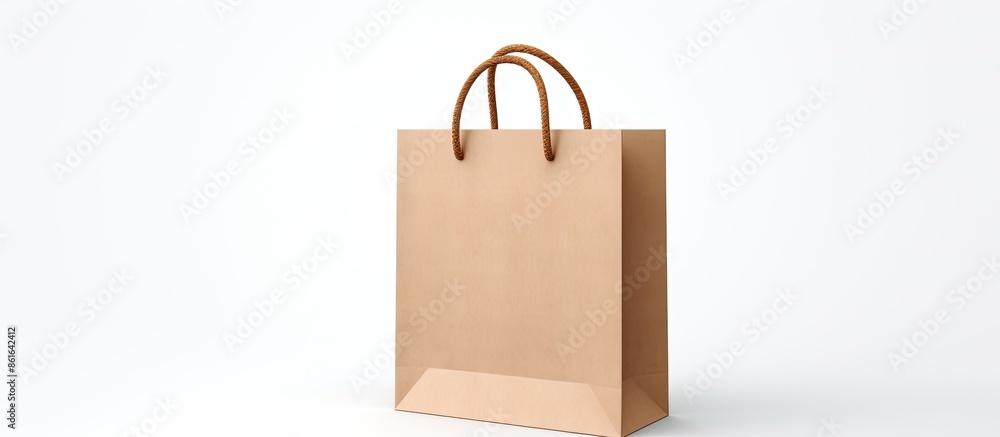 Poster isolated paper shopping bag for design projects with copy space image on a white background.