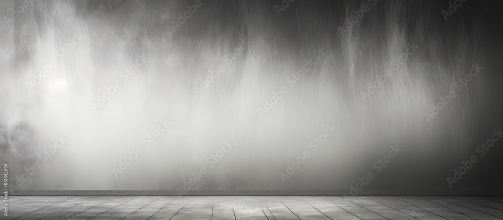 Poster Abstract black and white textured wall with blur effect and light refraction, creating a smoky horizontal background with ample copy space image.
