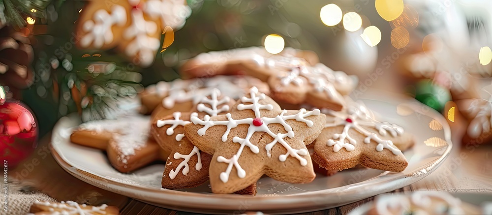 Aufkleber The Christmas cookies and decorations selective focus. with copy space image. Place for adding text or design
