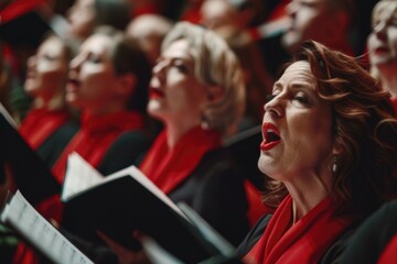 Group of women singing together in harmony, ideal for music, worship, or community-related themes