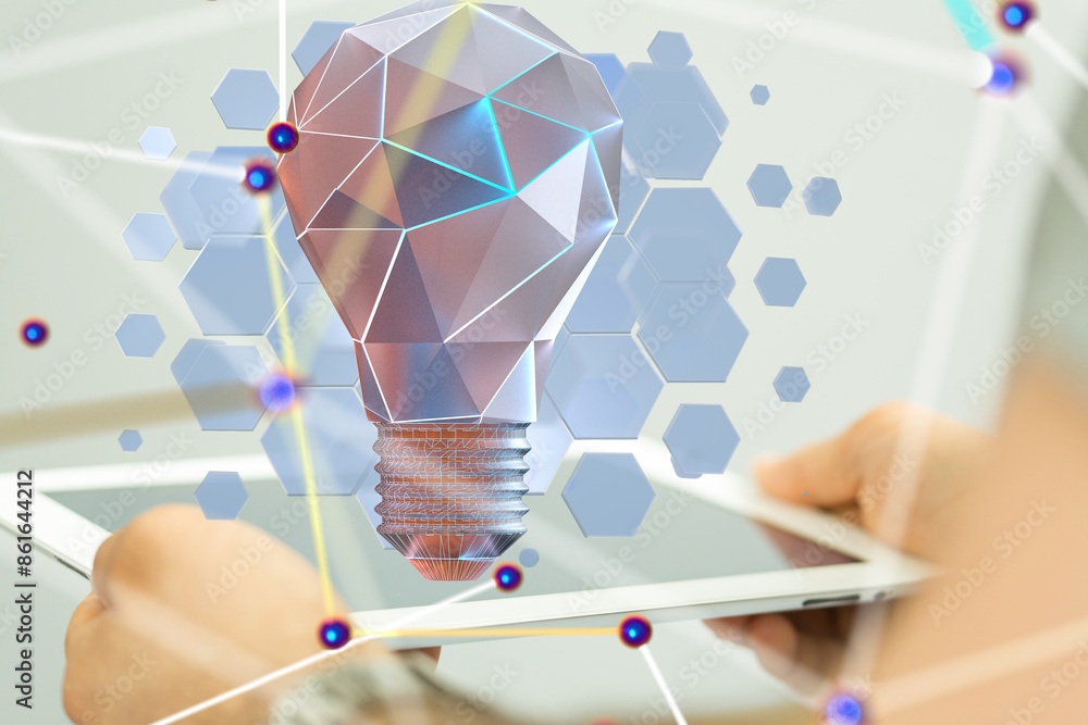 Aufkleber neural network 3d illustration. big data and cybersecurity