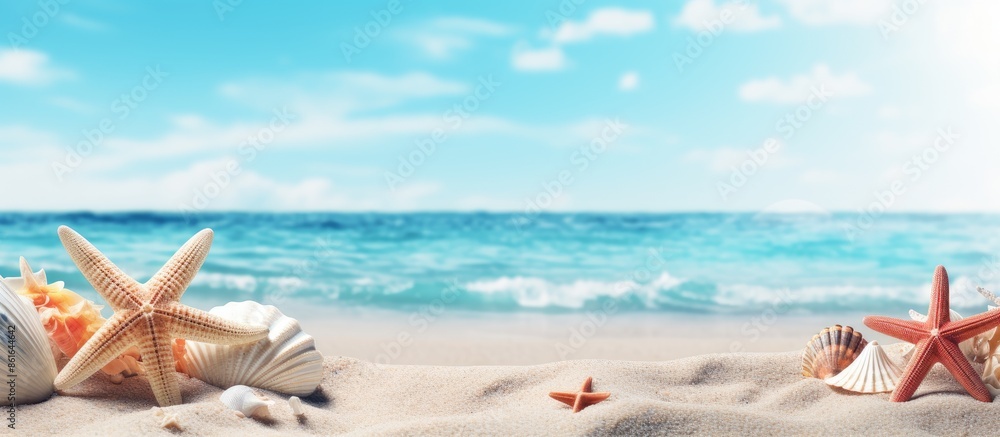 Poster travel concept with a sea-style summer background perfect for a copy space image.