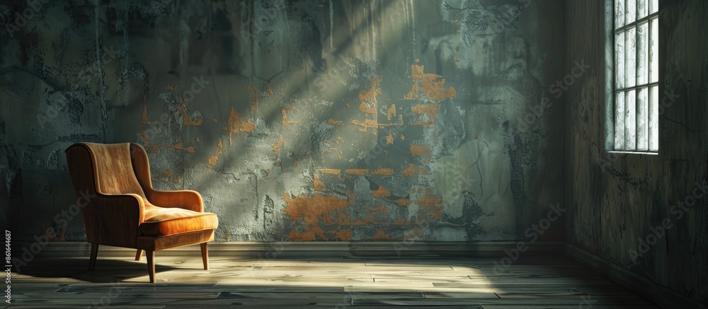 Poster interior of a room with a chair                        . with copy space image. Place for adding text or design