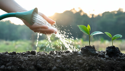 image depicting plant cultivation, watering plants