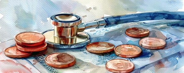 Financial advisor guiding healthcare providers, watercolor style, trusted investment advice