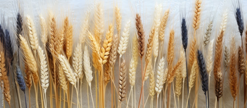 Poster an abundant assembly of spikelets with various textures and hues, ideal for a copy space image.