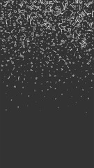 Flying latin letters. White chalk  scattered