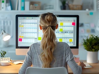 Student Using Virtual Study Planner to Organize Assignments and Deadlines for Distance Learning