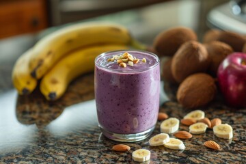 View of a healthy smoothie on countertop