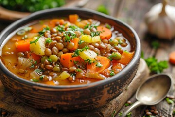 Hearty vegetable and lentil soup