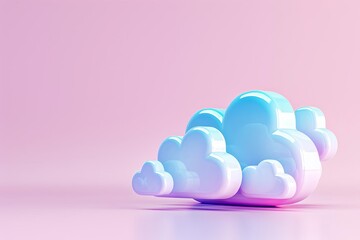Online networking flat design side view cloud scalability theme colored pastel