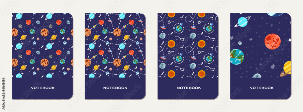 Canvas Prints Note book cover design. Cosmic pattern for kids.