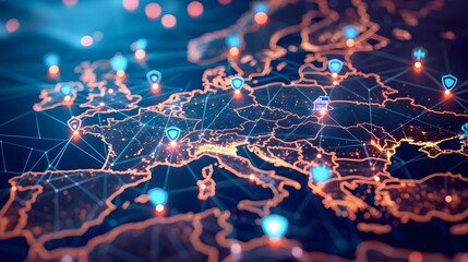 Vibrant Global Network Connections and Data Visualization