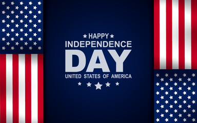 United States Independence Day background with flag. 4th of July banner, greeting card. Vector illustration