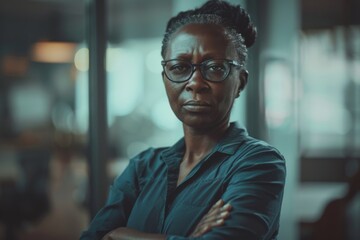 Obraz premium Portrait of a middle aged female worker in startup company office