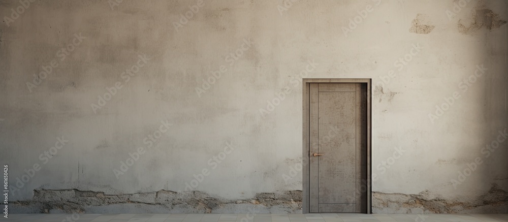 Aufkleber An isolated door set in a blank wall with space for adding images, providing a simple yet intriguing composition for design. with copy space image. Place for adding text or design