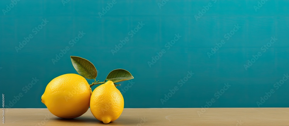 Fototapete A lemon placed on a table with a copy space image.