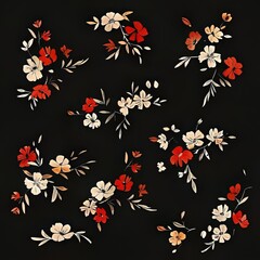 seamless floral pattern on black